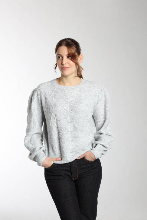 Pull BERENICE gris clair chiné
