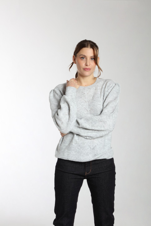 Pull BERENICE gris clair chiné