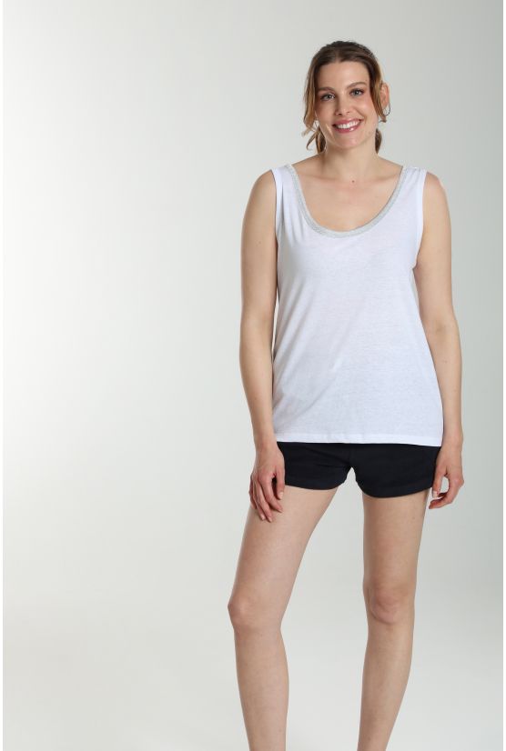 Debardeur col lurex femme Deb Summer Blanc Debardeur col lurex femme Deb Summer Blanc Gérard Pasquier