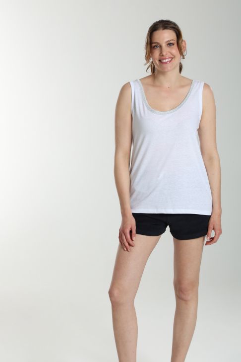 Debardeur col lurex femme Deb Summer Blanc