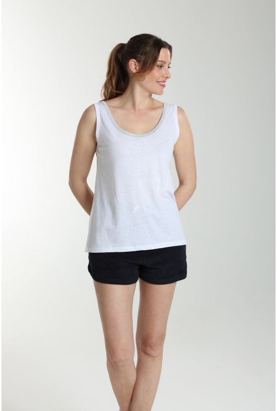 Debardeur col lurex femme Deb Summer Blanc Debardeur col lurex femme Deb Summer Blanc Gérard Pasquier