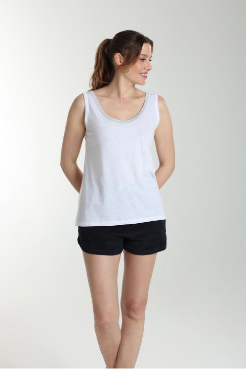 Debardeur col lurex femme Deb Summer Blanc