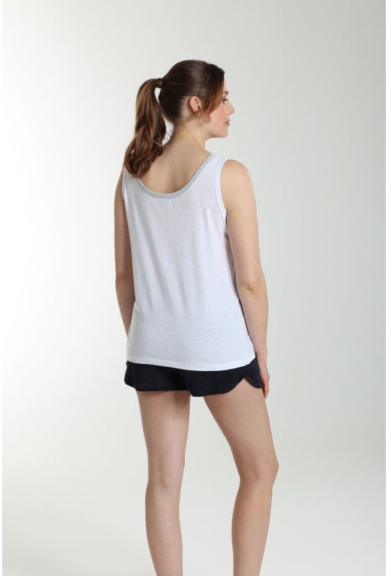 Debardeur col lurex femme Deb Summer Blanc Debardeur col lurex femme Deb Summer Blanc Gérard Pasquier