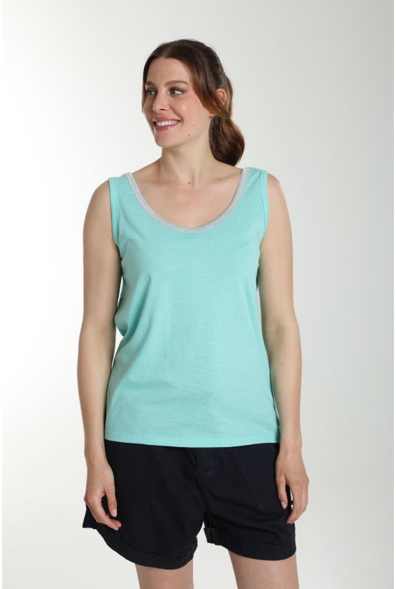 Debardeur col lurex femme Deb Summer Carage(Turquoise) Debardeur col lurex femme Deb Summer Carage(Turquoise) Gérard Pasquier