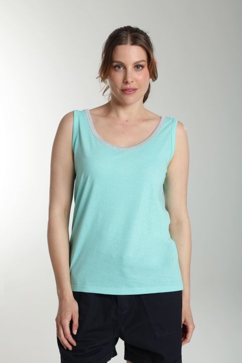Debardeur col lurex femme Deb Summer Carage(Turquoise)