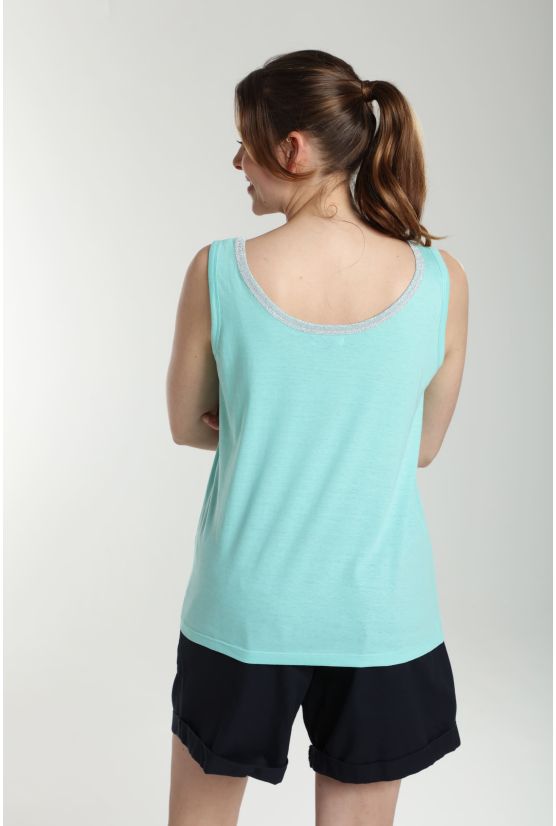 Debardeur col lurex femme Deb Summer Carage(Turquoise) Debardeur col lurex femme Deb Summer Carage(Turquoise) Gérard Pasquier