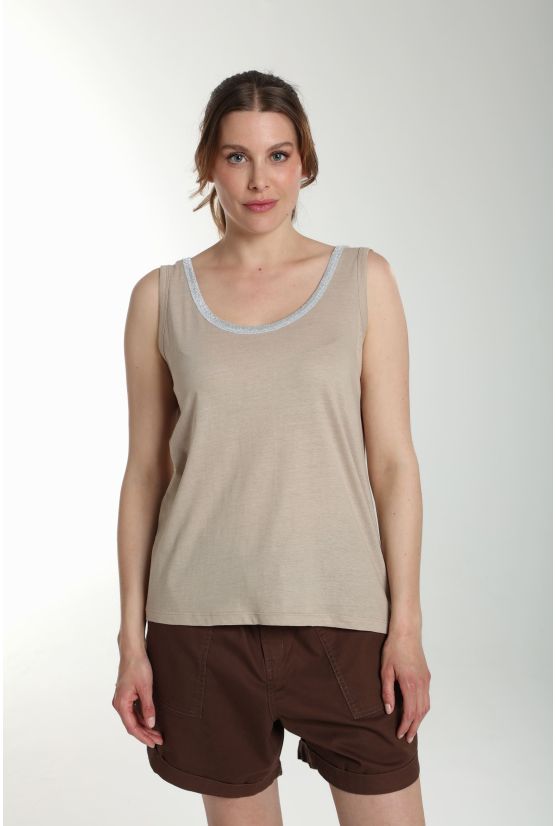 Debardeur col lurex femme Deb Summer Taupe Clair Debardeur col lurex femme Deb Summer Taupe Clair Gérard Pasquier
