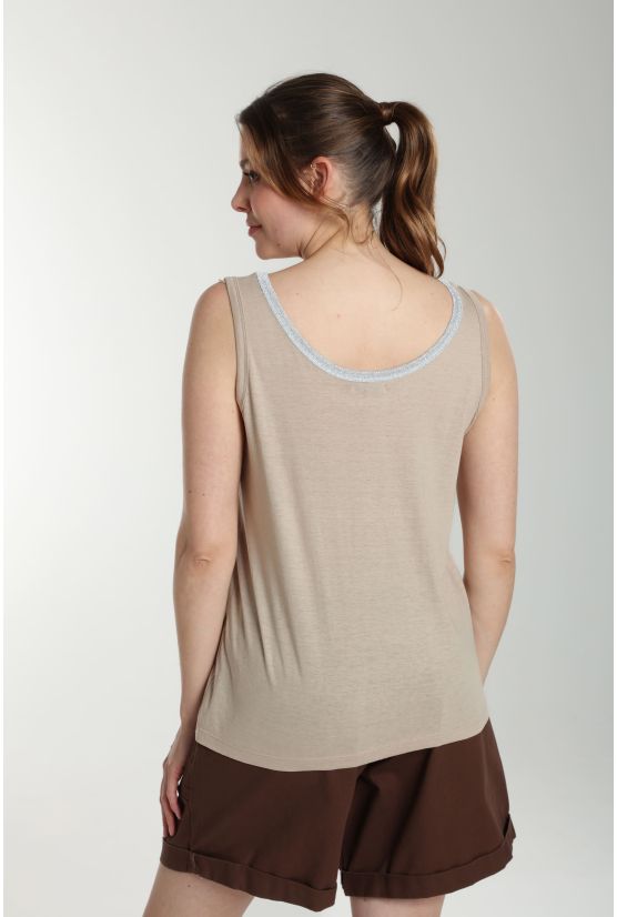 Debardeur col lurex femme Deb Summer Taupe Clair Debardeur col lurex femme Deb Summer Taupe Clair Gérard Pasquier