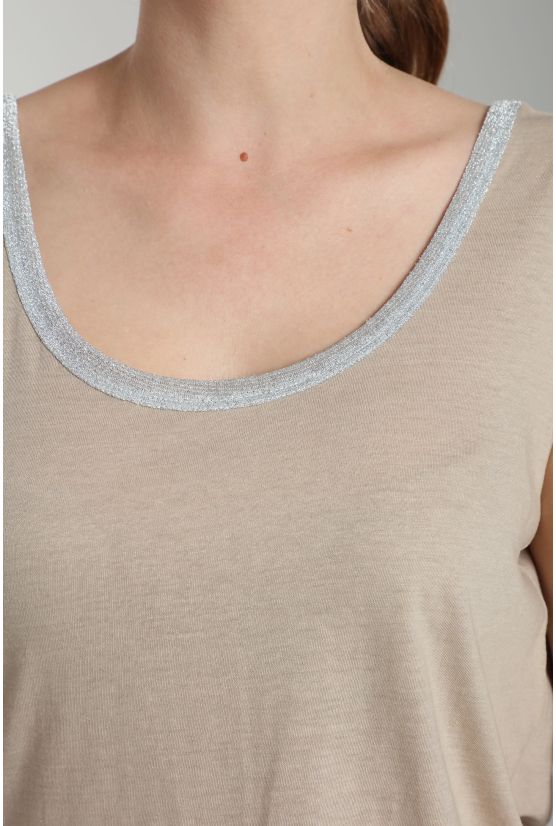 Debardeur col lurex femme Deb Summer Taupe Clair Debardeur col lurex femme Deb Summer Taupe Clair Gérard Pasquier