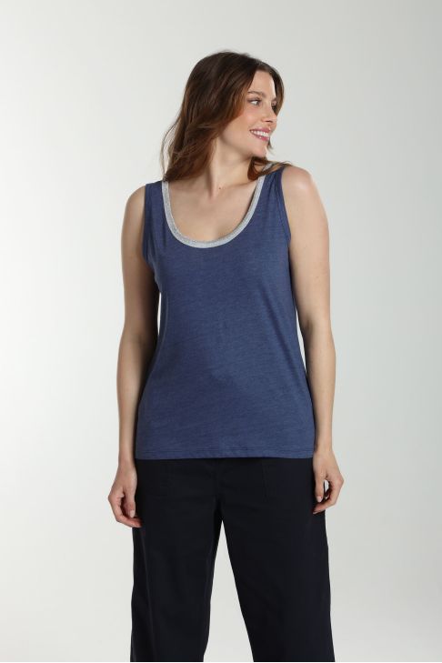 Debardeur col lurex femme Deb Summer Twilight Bleu(Marine)