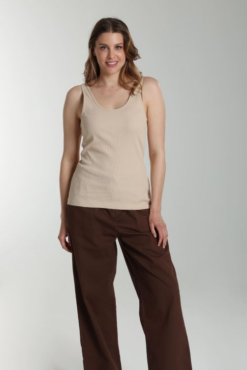 Debardeur cotele femme Delite Beige