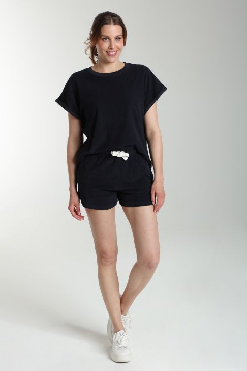 Ensemble tee shirt et short molleton femme Dilly Bis Marine
