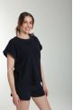 Ensemble tee shirt et short molleton femme Dilly Bis Marine