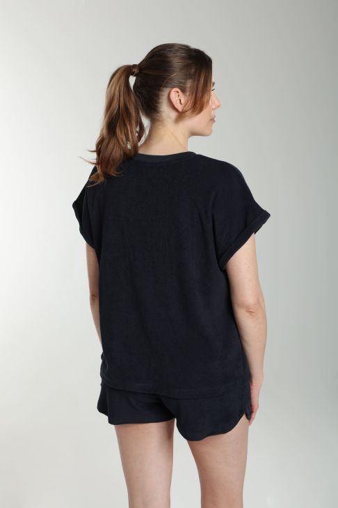 Ensemble tee shirt et short molleton femme Dilly Bis Marine