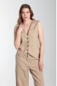 Gilet sans manches structure a boutons femme Delice Beige