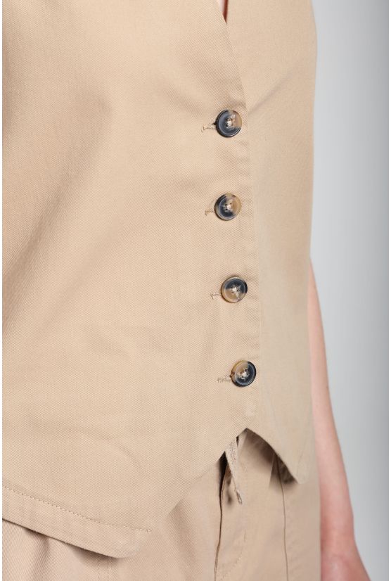 Gilet sans manches structure a boutons femme Delice Beige Gérard Pasquier