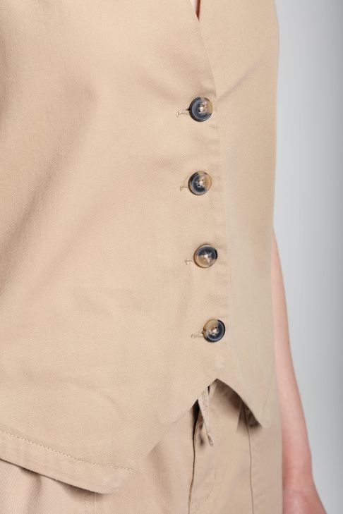 Gilet sans manches structure a boutons femme Delice Beige