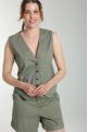 Gilet sans manches structure a boutons femme Delice Kaki