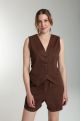 Gilet sans manches structure a boutons femme Delice Marron