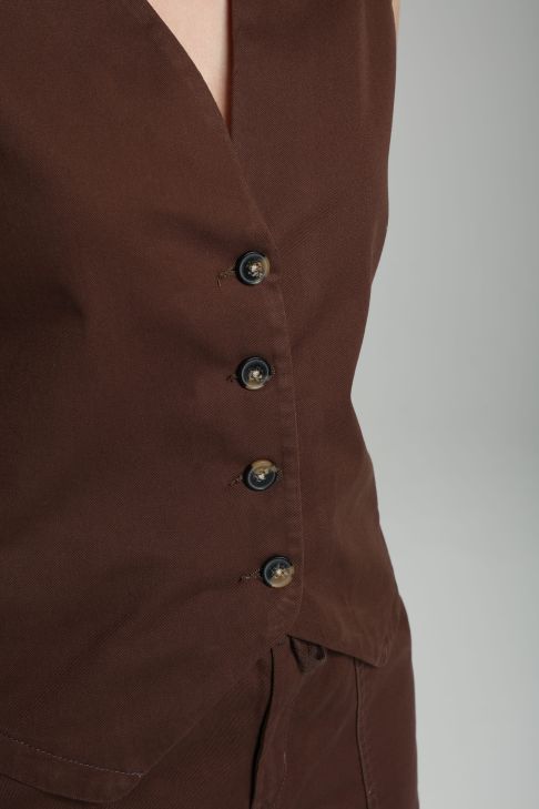 Gilet sans manches structure a boutons femme Delice Marron