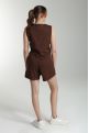 Gilet sans manches structure a boutons femme Delice Marron