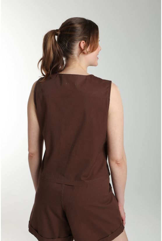 Gilet sans manches structure a boutons femme Delice Marron Gilet sans manches structure a boutons femme Delice Marron Gérard Pasquier