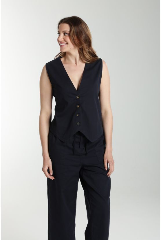 Gilet sans manches structure a boutons femme Delice Marine Gérard Pasquier