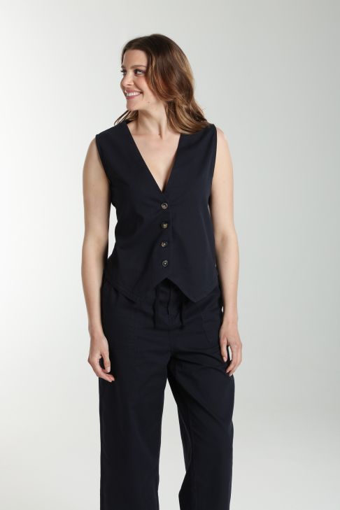 Gilet sans manches structure a boutons femme Delice Marine
