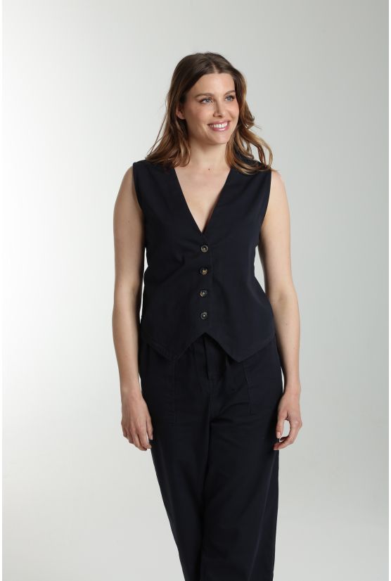 Gilet sans manches structure a boutons femme Delice Marine Gérard Pasquier