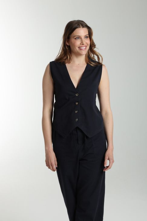 Gilet sans manches structure a boutons femme Delice Marine