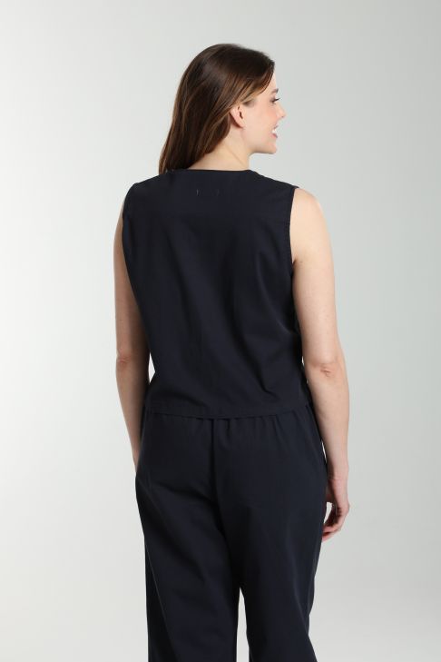 Gilet sans manches structure a boutons femme Delice Marine