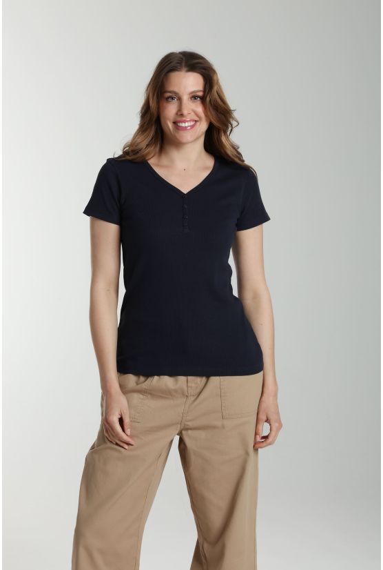 Tee shirt cotele manches courtes femme Drew Marine Tee shirt cotele manches courtes femme Drew Marine Gérard Pasquier
