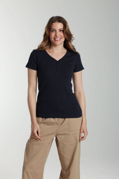 Tee shirt cotele manches courtes femme Drew Marine