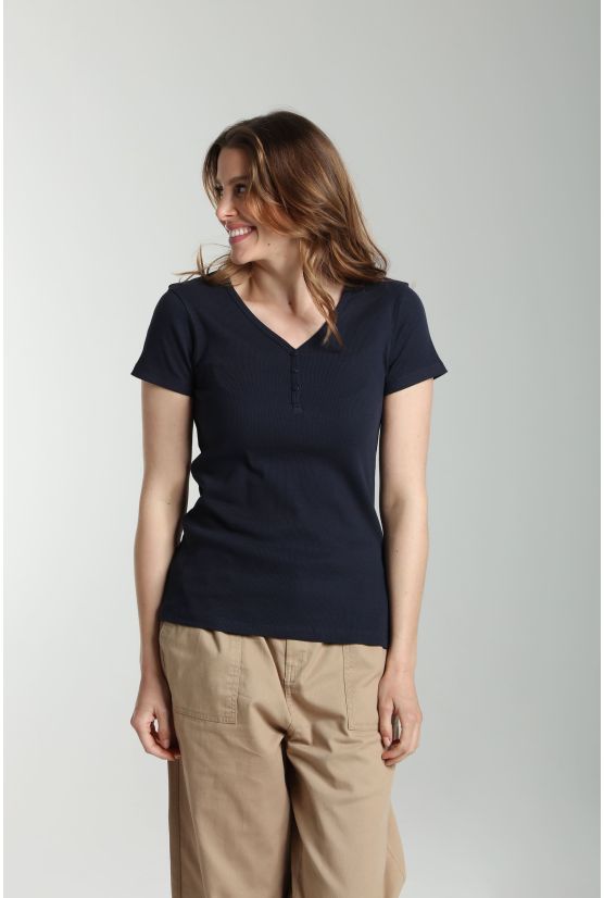 Tee shirt cotele manches courtes femme Drew Marine Tee shirt cotele manches courtes femme Drew Marine Gérard Pasquier