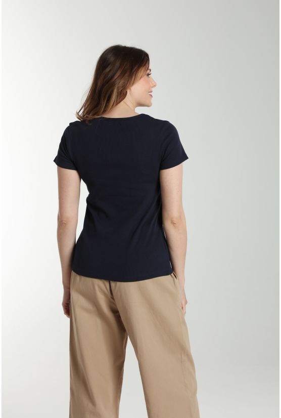 Tee shirt cotele manches courtes femme Drew Marine Tee shirt cotele manches courtes femme Drew Marine Gérard Pasquier