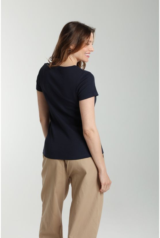 Tee shirt cotele manches courtes femme Drew Marine Tee shirt cotele manches courtes femme Drew Marine Gérard Pasquier