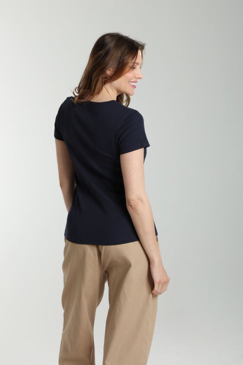 Tee shirt cotele manches courtes femme Drew Marine