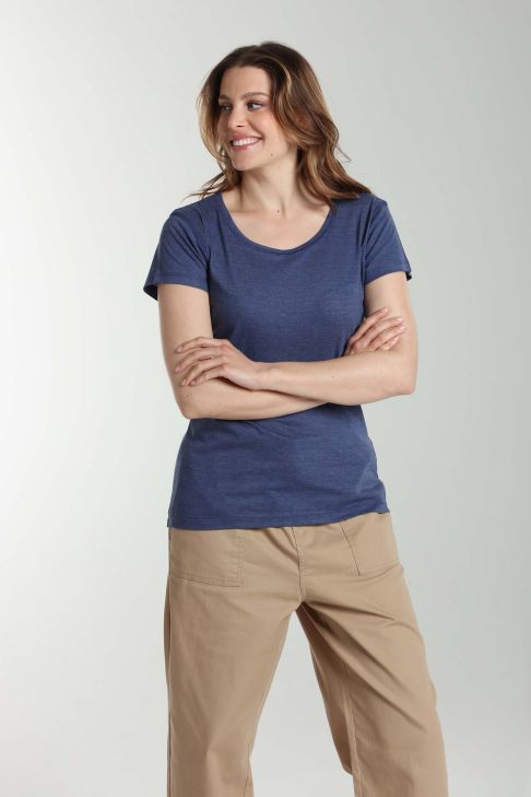 Tee shirt col rond manches courtes femme Marine Twilight Bleu(Marine)