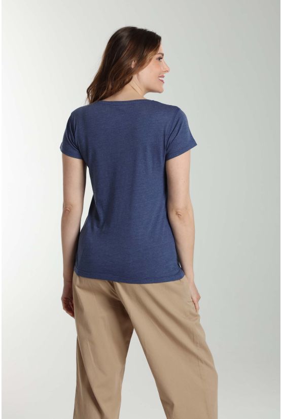 Tee shirt col rond manches courtes femme Marine Twilight Bleu(Marine) Gérard Pasquier