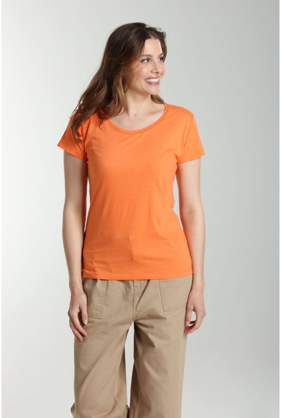 Tee shirt col rond manches courtes femme Marine Corail Rose(Orange) Gérard Pasquier