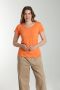 Tee shirt col rond manches courtes femme Marine Corail Rose(Orange) Gérard Pasquier