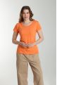 Tee shirt col rond manches courtes femme Marine Corail Rose(Orange)