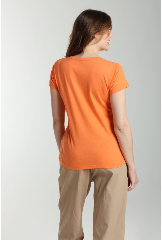 Tee shirt col rond manches courtes femme Marine Corail Rose(Orange) Gérard Pasquier