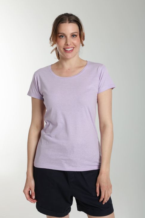 Tee shirt col rond manches courtes femme Marine Orchid Bloom(Violet)