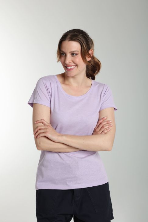 Tee shirt col rond manches courtes femme Marine Orchid Bloom(Violet)