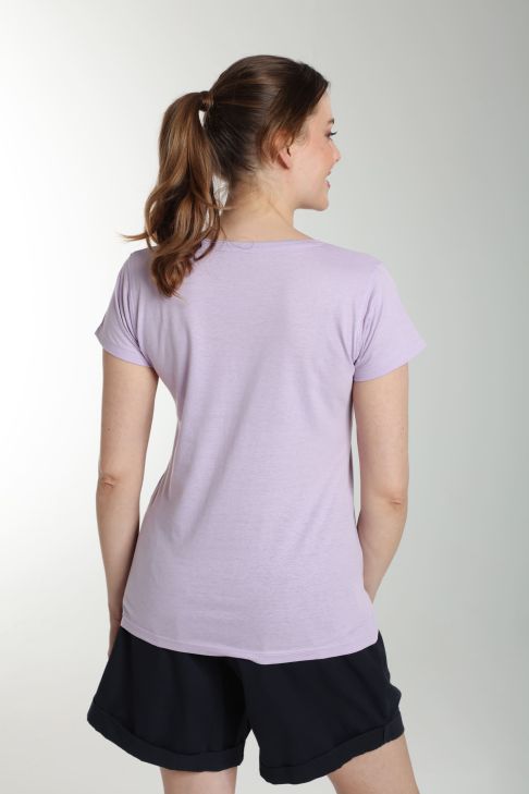 Tee shirt col rond manches courtes femme Marine Orchid Bloom(Violet)