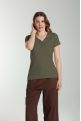Tee shirt cotele manches courtes femme Drew Kaki