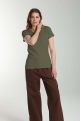 Tee shirt cotele manches courtes femme Drew Kaki