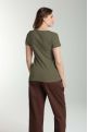 Tee shirt cotele manches courtes femme Drew Kaki