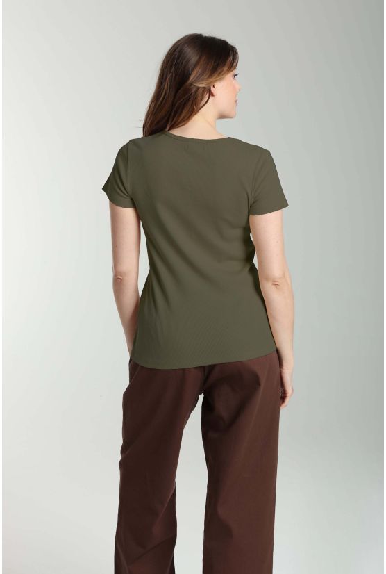 Tee shirt cotele manches courtes femme Drew Kaki Tee shirt cotele manches courtes femme Drew Kaki Gérard Pasquier